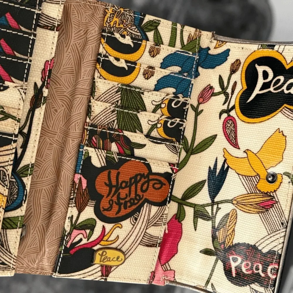 Sakroots Birds of Paradise Clutch Trifold Wallet Nature Peace Happy boho